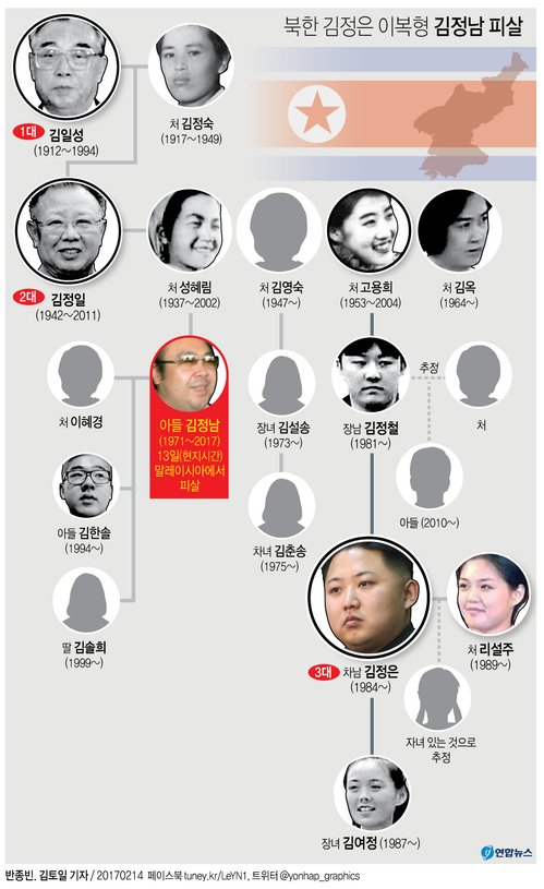 [그래픽] 북한 김정은 이복형 김정남 피살