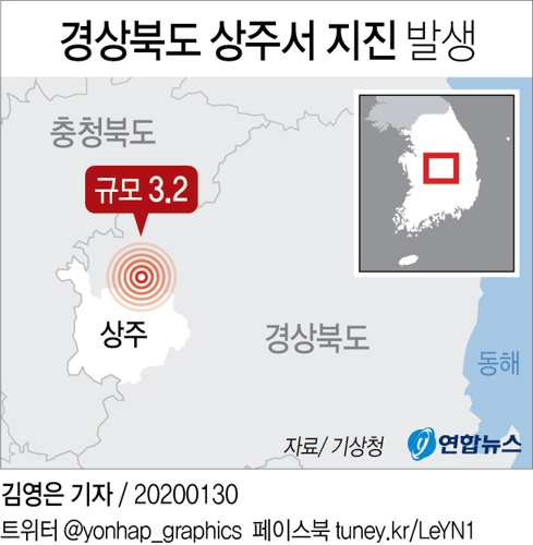 기상청 "경북 상주 북쪽서 규모 3.2 지진 발생" - 1