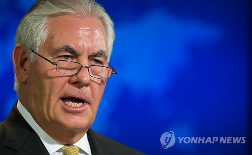 In this AFP photo, U.S. Secretary of State Rex Tillerson speaks at a press briefing at the Department of State in Washington on Aug. 1, 2017. (Yonhap)