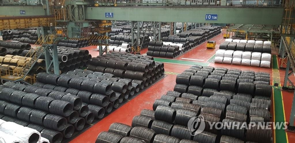 This photo taken June 30, 2019, shows POSCO's steel products stored at the company's plant in Pohang, South Korea. (Yonhap)