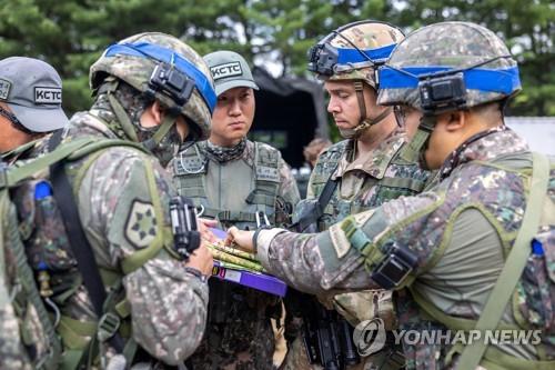 This undated image, provided by the Army, shows combined training exercises with American service members. (PHOTO NOT FOR SALE) (Yonhap)
