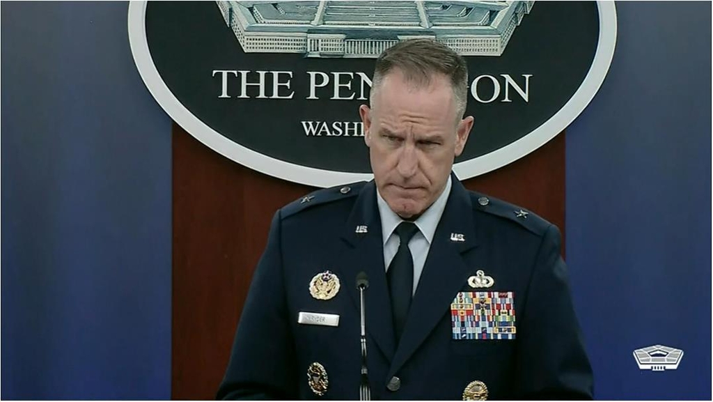 U.S. Department of Defense spokesperson, Brig. Gen. Pat Ryder, is seen taking a question during a press briefing at the Pentagon in Washington on Sept. 27, 2022 in this image captured from the department's website. (Yonhap)