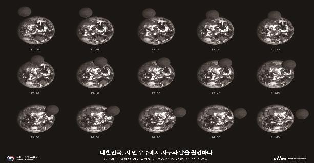 This image, recently taken by a camera onboard South Korean lunar orbiter Danuri on Sept. 24, 2022, and provided by the Korea Aerospace Research Institute, shows the moon passing Earth. (PHOTO NOT FOR SALE) (Yonhap)