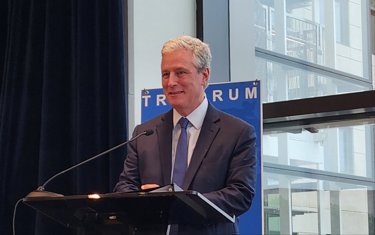 Robert O'Brien, former national security advisor, speaks during a forum hosted by the TriForum in Washington on Sept. 30, 2024. (Yonhap)