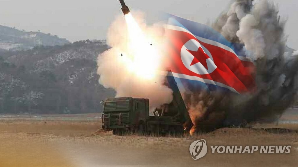 韓米両軍は北朝鮮が２６日に発射した飛翔体は短距離弾道ミサイルの可能性が高いと分析している（聯合ニュースＴＶ提供）＝（聯合ニュース）