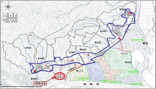 저류지 없는 울산혁신도시 배수유역