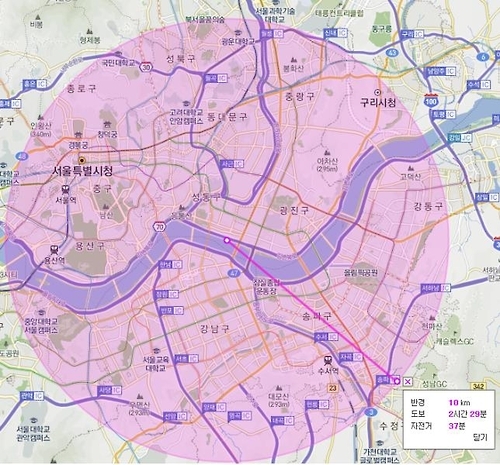 야생조수류 예찰지역(발생지 반경 10km내)