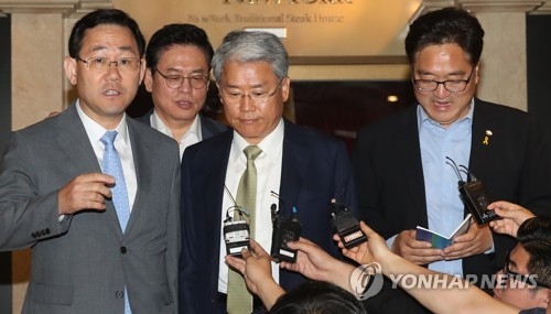 여야 4당 원내대표들