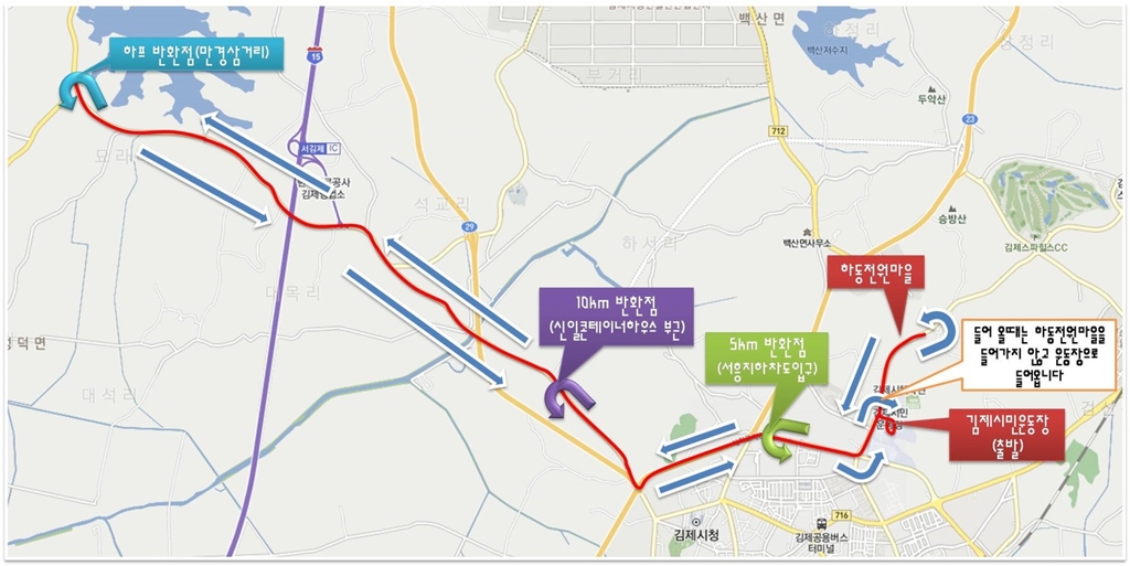 김제 새만금 지평선 전국마라톤대회 코스도