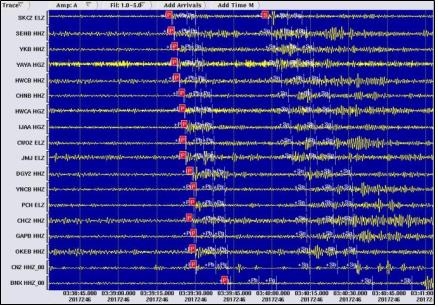 대역 필터(1∼5Hz) 적용한 함몰지진 사후 분석