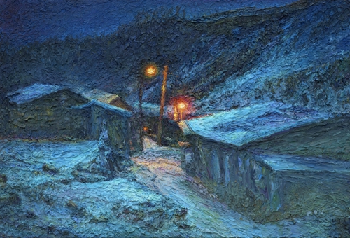 오치균, 겨울의 사북, Acrylic on canvas, 68x100cm, 2005