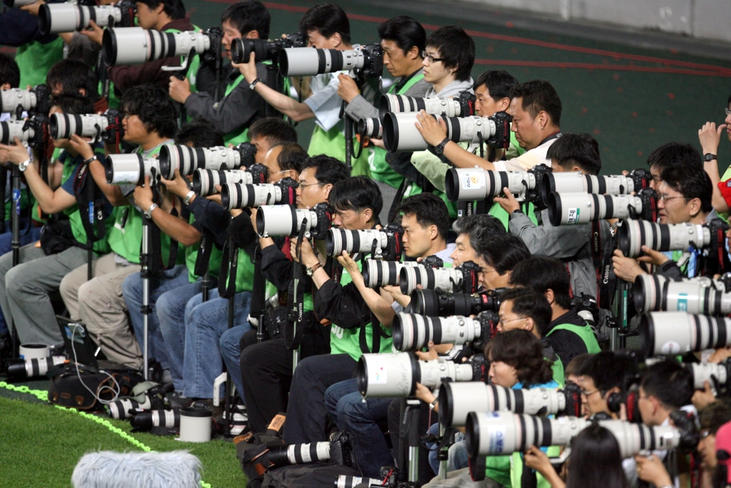 축구장의 사진기자들