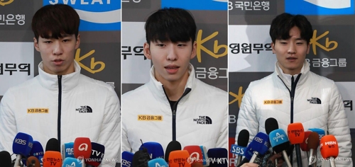 쇼트트랙 개인종목 출전하는 황대헌(왼쪽부터), 임효준, 서이라