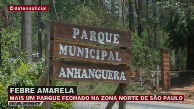 황열병 때문에 공원이 폐쇄됐다는 소식을 전하는 브라질 TV 방송 화면 [브라질 뉴스포털 UOL]