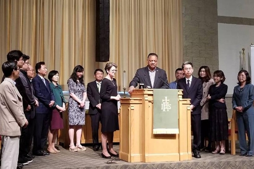 미국 인권운동가 잭슨 목사, 북미정상회담 성공 기원 기도회 주재