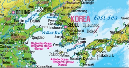 국토지리정보원의 영문 세계지도. 'SOUTH SEA' 표기가 없다.