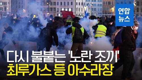 다시 불붙는 '노란 조끼'…최루가스·물대포로 아수라장