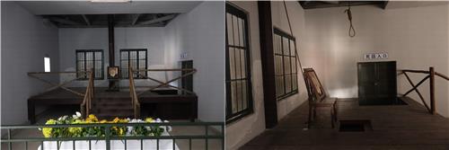 정면(좌)과 측면(우)에서 본 뤼순감옥 내 안중근 의사 순국 장소