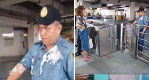 중국 여대생, 필리핀 경찰관에게 푸딩 세례 [뉴스5 페이스북 화면 캡처] 