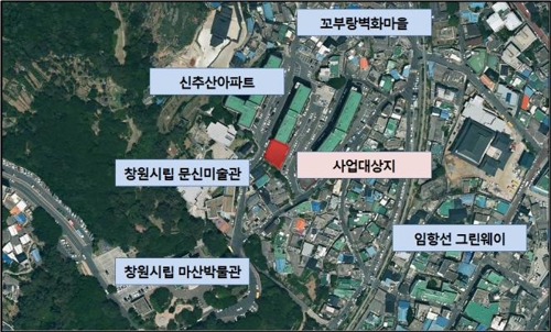신추산아파트 상가 위치도(붉은 사각형)