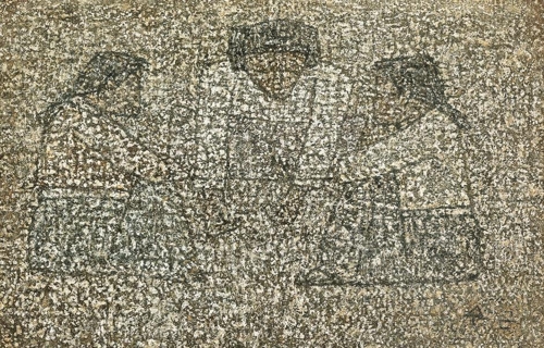 박수근, 공기놀이하는 아이들, 캔버스에 유채, 43.3×65cm, 1960년대 초반 추정