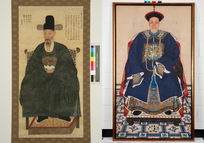 조선 박승현 초상(왼쪽)·중국 청대 무관 초상