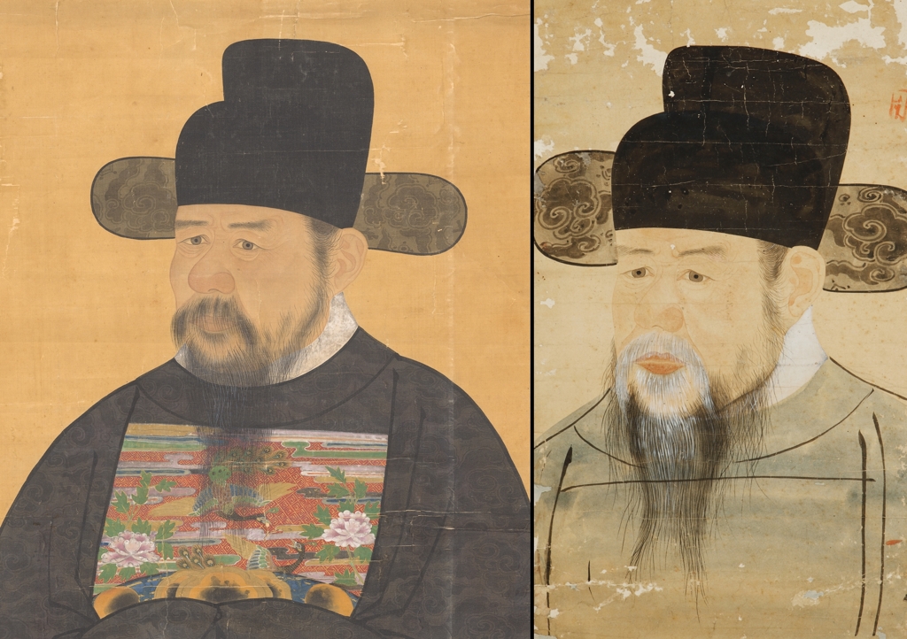 이항복 위성공신상 후모본(왼쪽)과 서울대 박물관 초상화