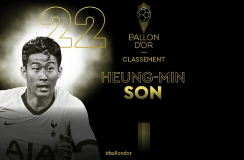 2019 발롱도르에서 22위를 차지한 손흥민