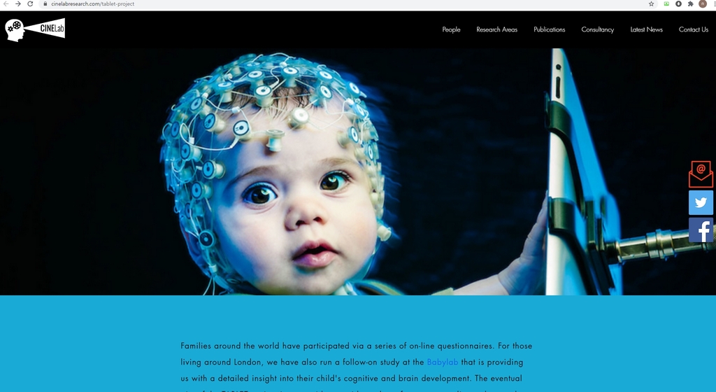 버벡 런던대학 두뇌인지발달센터 '태블릿 프로젝트' 홈페이지 화면 캡처