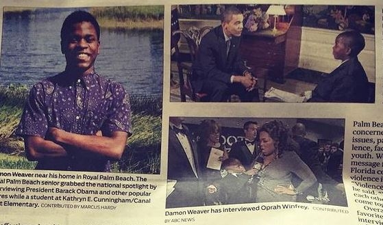 2009년 한 신문에 데이먼 위버가 오바마 당시 대통령을 인터뷰하는 사진이 실렸다.