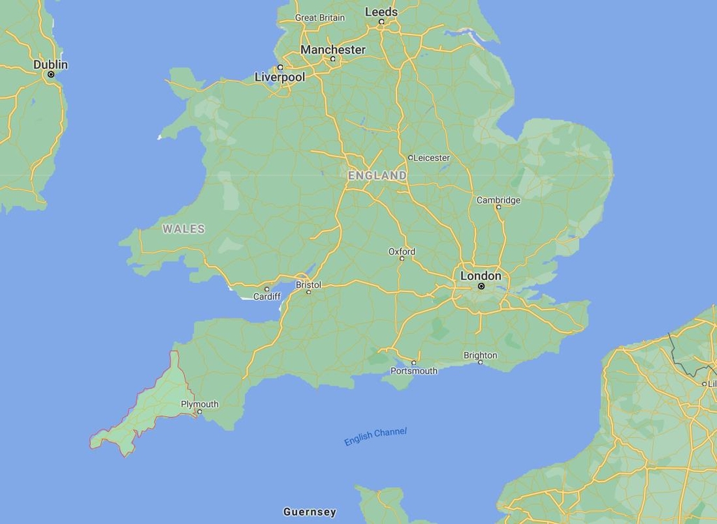 영국 콘월 지도