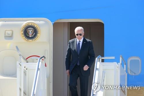 15일(현지시간) 스위스 제네바에 도착한 조 바이든 미국 대통령
