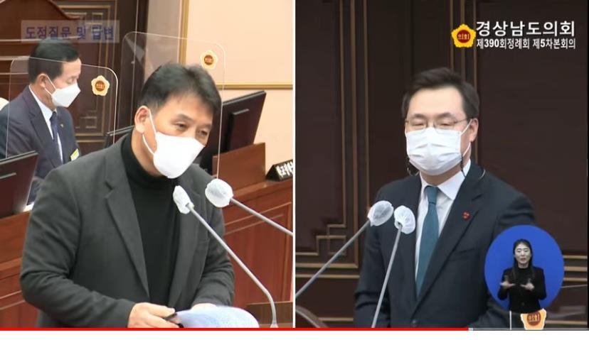 빈지태 경남도의원(왼쪽)과 하병필 경남도지사 권한대행