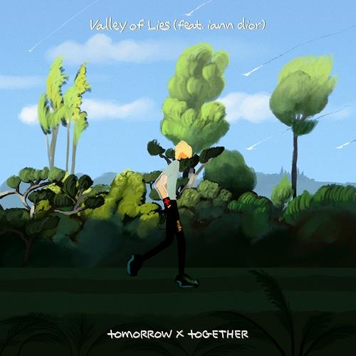 La imagen, proporcionada por Big Hit Music, muestra una portada de "Valley of Lies", canción en colaboración entre el grupo masculino de K-pop Tomorrow X Together (TXT) y el rapero estadounidense iann dior. (Prohibida su reventa y archivo)