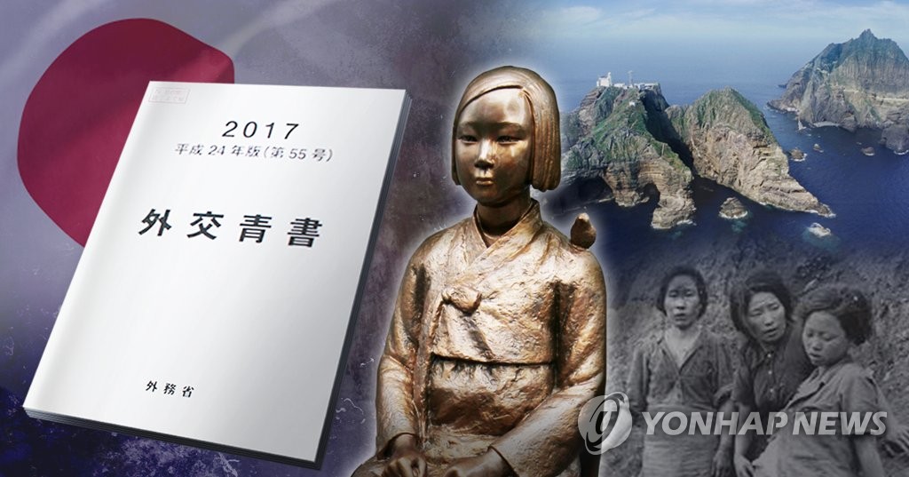 일본, '독도 일본땅' 주장 2017판 외교청서 각의 채택 (PG)