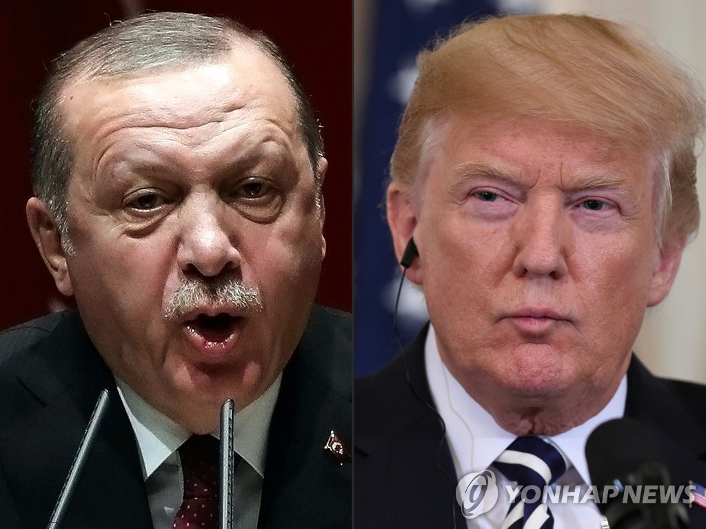 레제프 타이이프 에르도안(왼쪽) 터키 대통령과 도널드 트럼프 미국 대통령 [AFP=연합뉴스 자료사진]