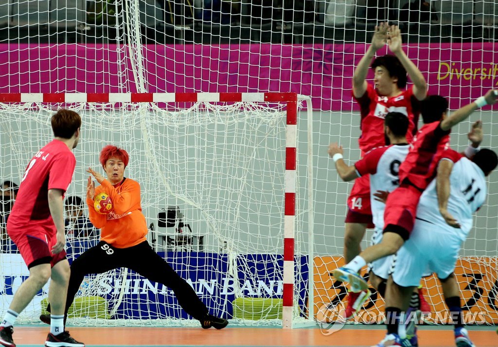 한국과 바레인의 인천 아시안게임 경기모습.