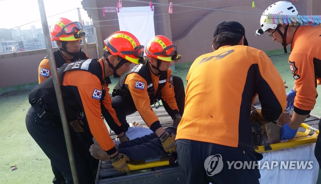 크레인에서 추락해 2명 중상
