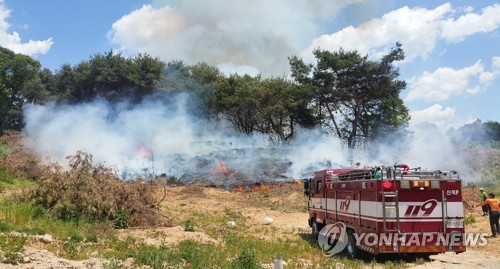 춘천 산불 진화하는 소방대원