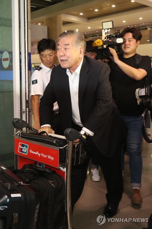 '워싱턴 발언 논란' 문정인 특보 귀국