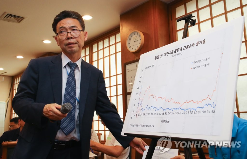 소득분배악환 논란 설명하는 홍장표 경제수석