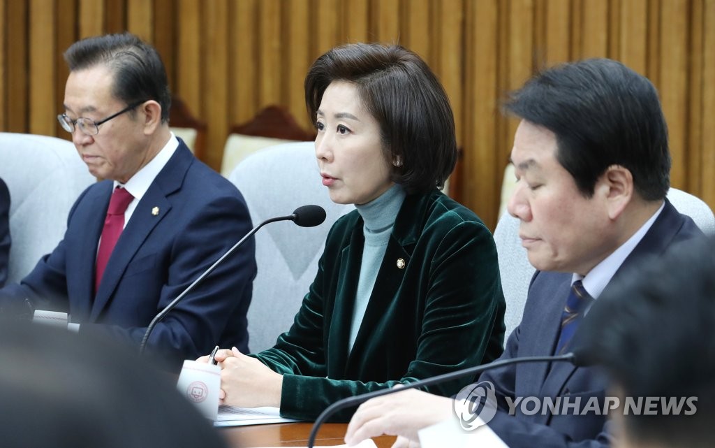 원내대책회의에서 발언하는 나경원