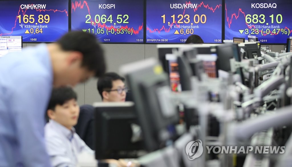 코스피 2,060대로 하락, 코스닥도 소폭 하락
