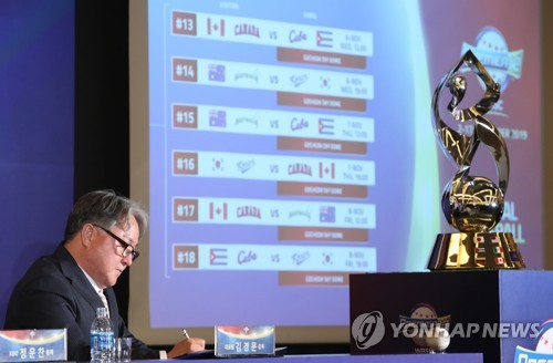 대진표 확인하는 김경문 감독
