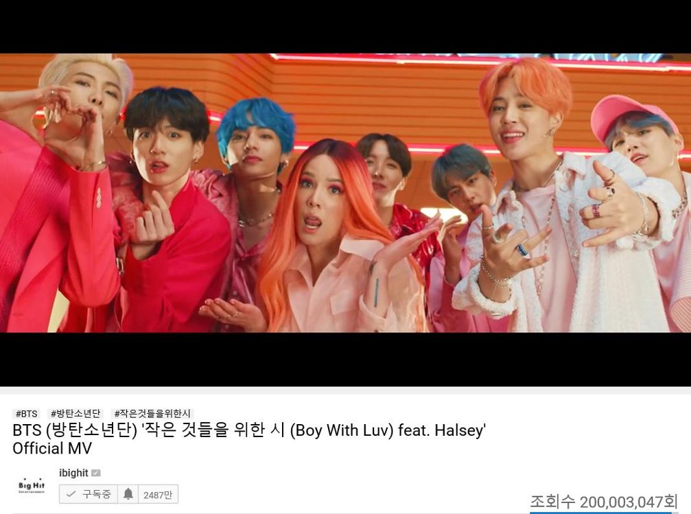 Boy With Luv de BTS es vista más de 200 millones de veces en YouTube Boy With Luv de BTS es vista más de 200 millones de veces en YouTube