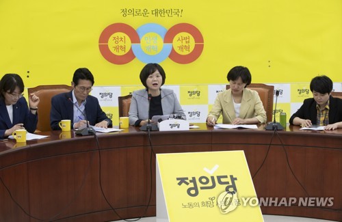 상무위원회에서 발언하는 이정미