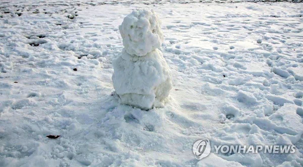 슬로프에 등장한 눈사람
