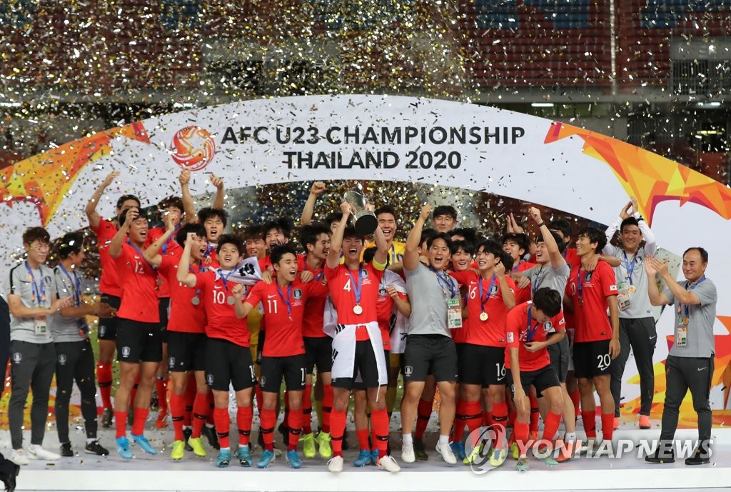 올해 AFC U-23 챔피언십에서 우승한 한국 대표팀.