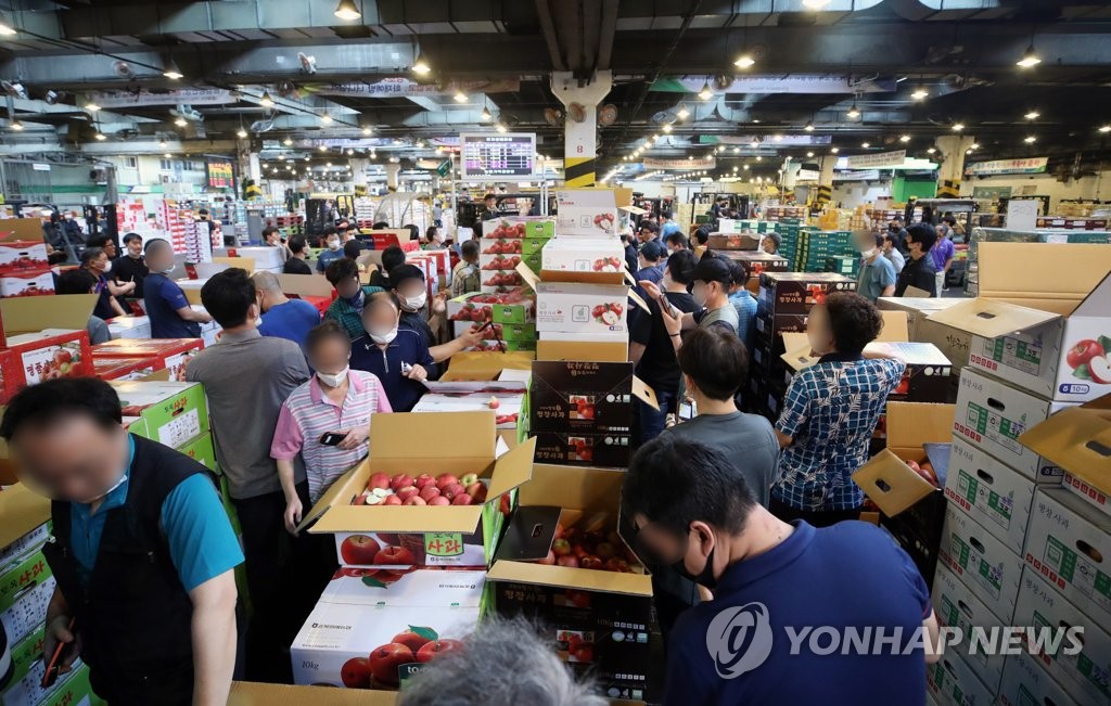'어떤 과일이 좋을까' 붐비는 가락시장
