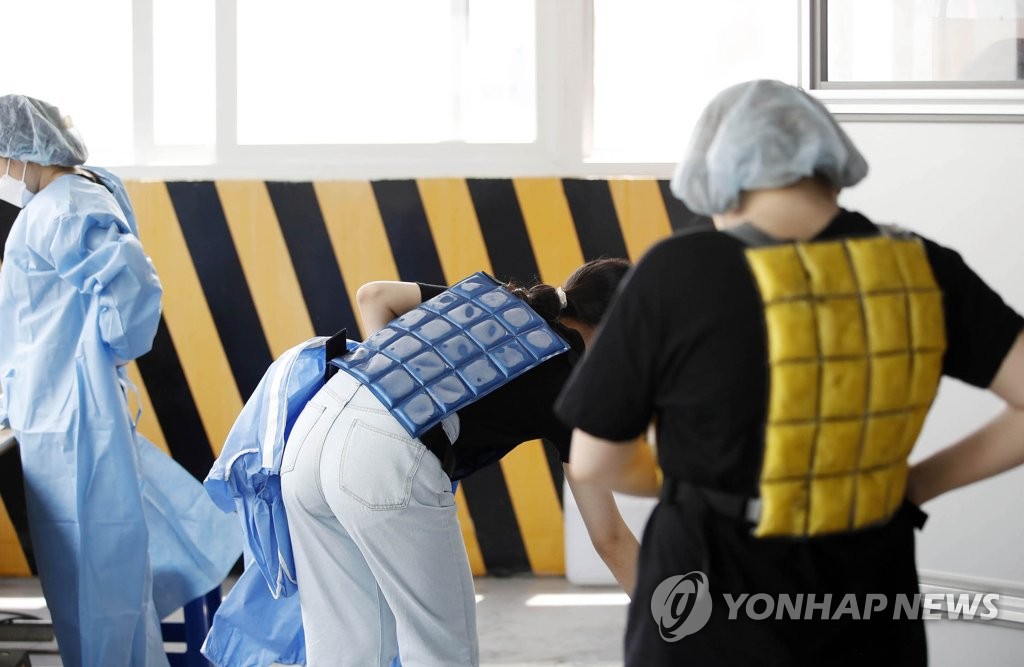 냉 조끼 착용하고 검체 채취